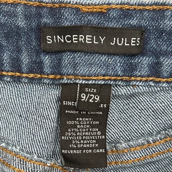 Sincerely Jules Button Fly Distressed Jeans Women’s Size 9/29 High Rise 5 pocket - Picture 3 of 8